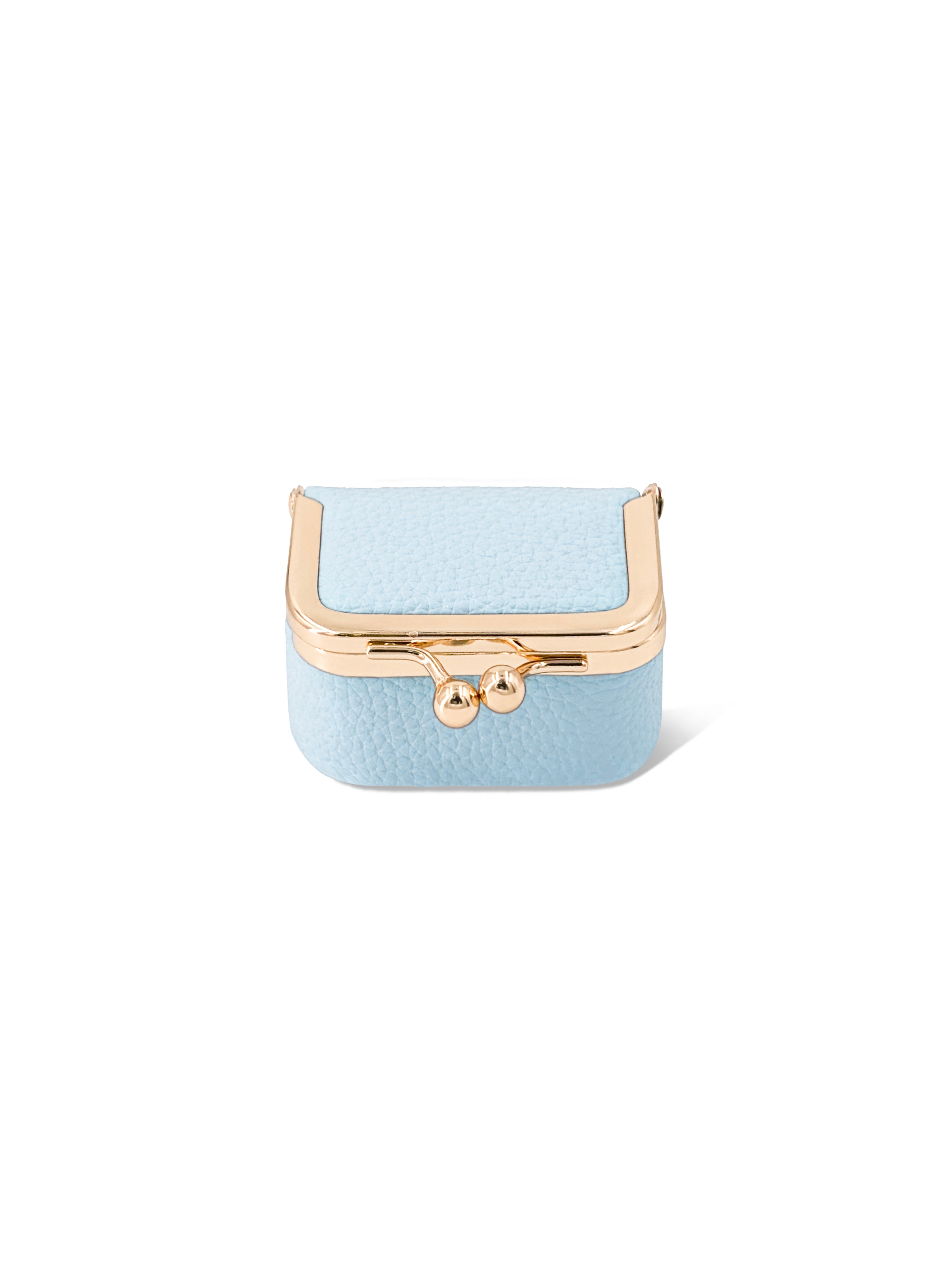 Mini Gem Jewelry Case Powder Blue – Vegan Leather Kiss-Lock Jewelry Case | Rottique