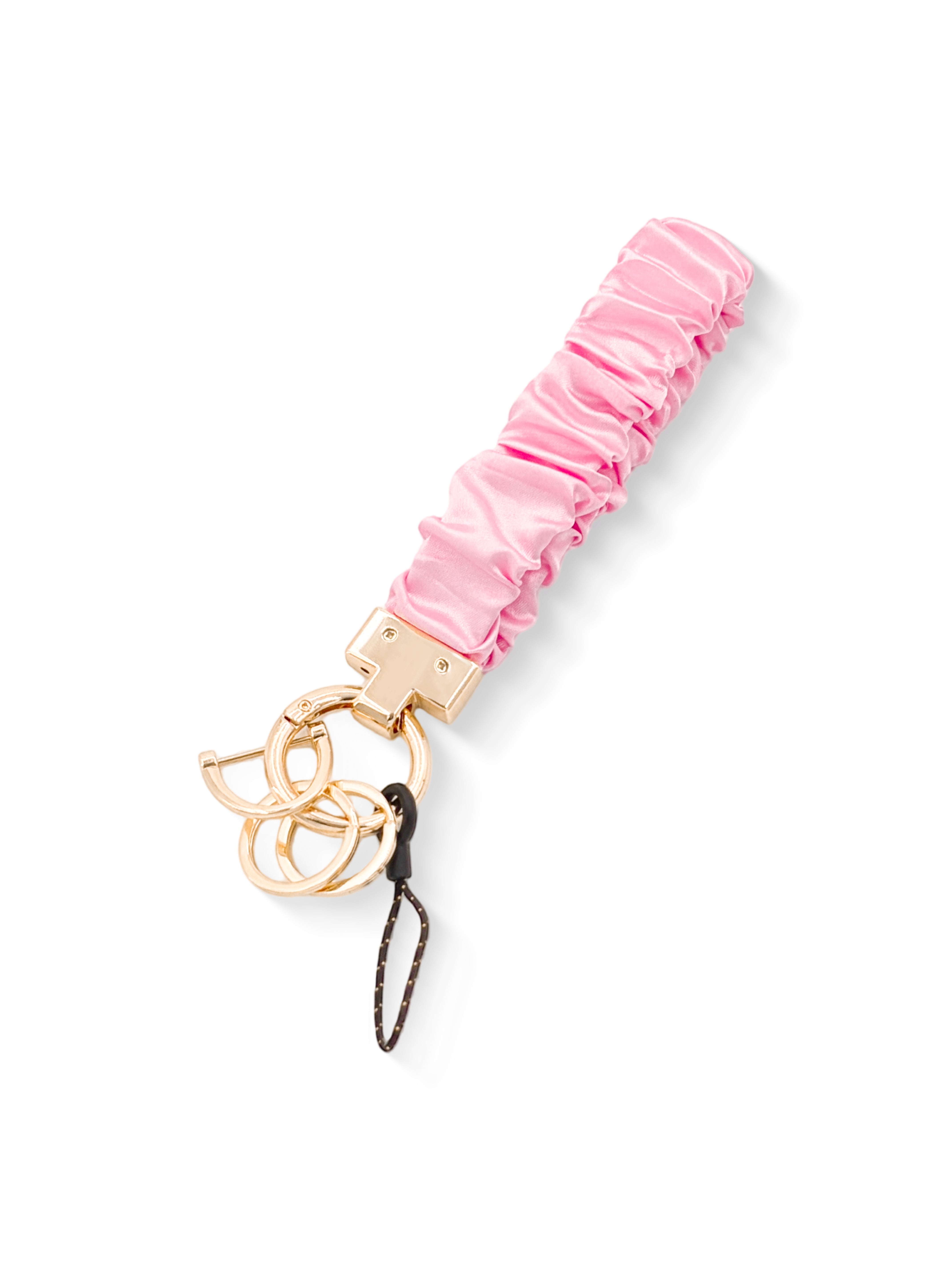 Belle Scrunchie Keychain – Zinc Alloy Fabric Keychain Pink Cream Polka Dot | Rottique
