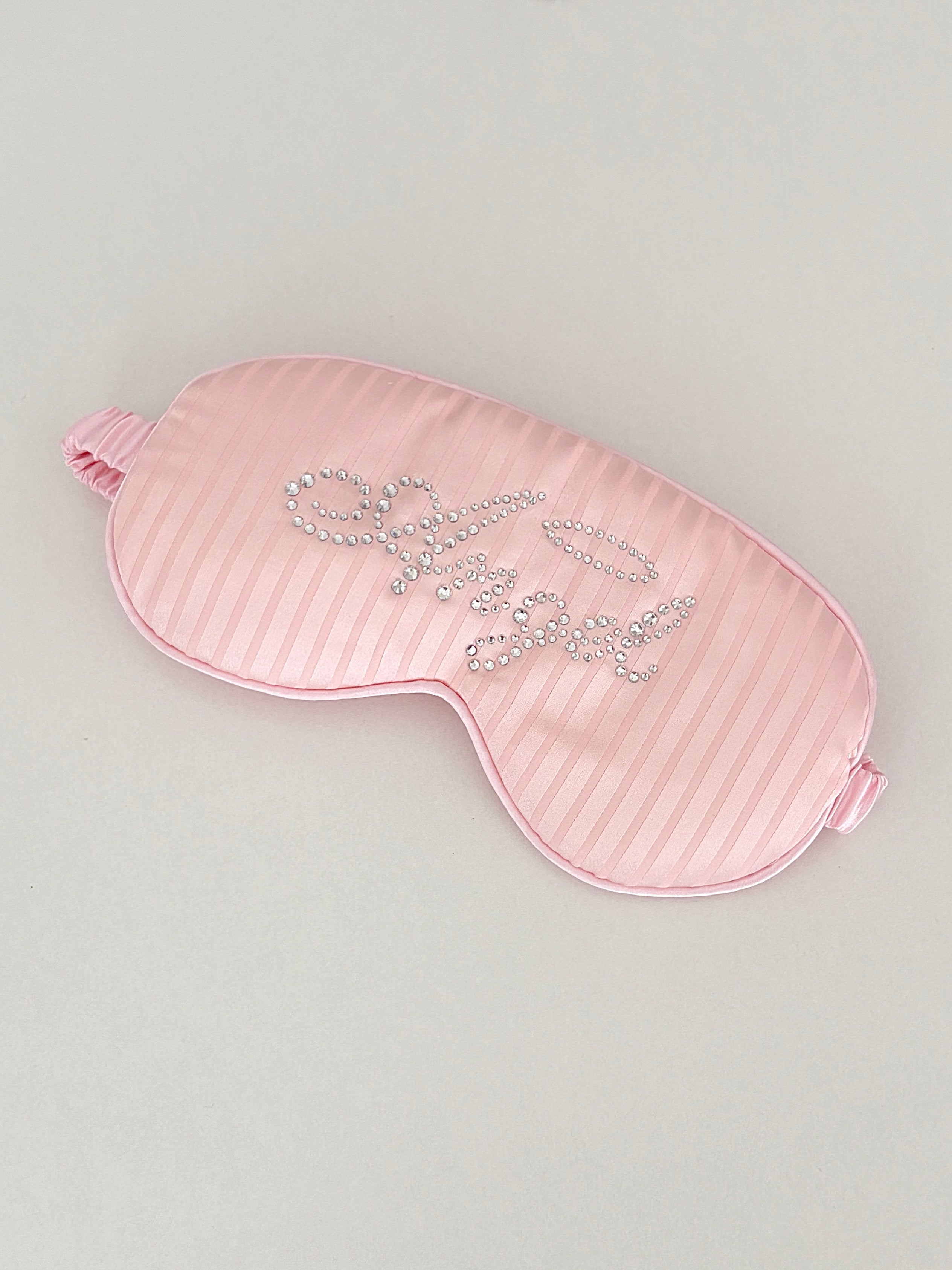 Angel Satin Sleep Mask Pink – Rhinestone Faux Silk Eye Mask | Rottique