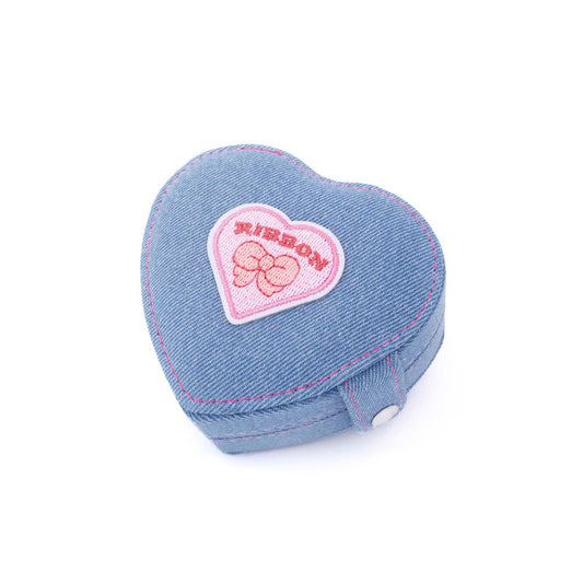 Denim Heart Jewelry Case in unique heart-shaped design, perfect for travel