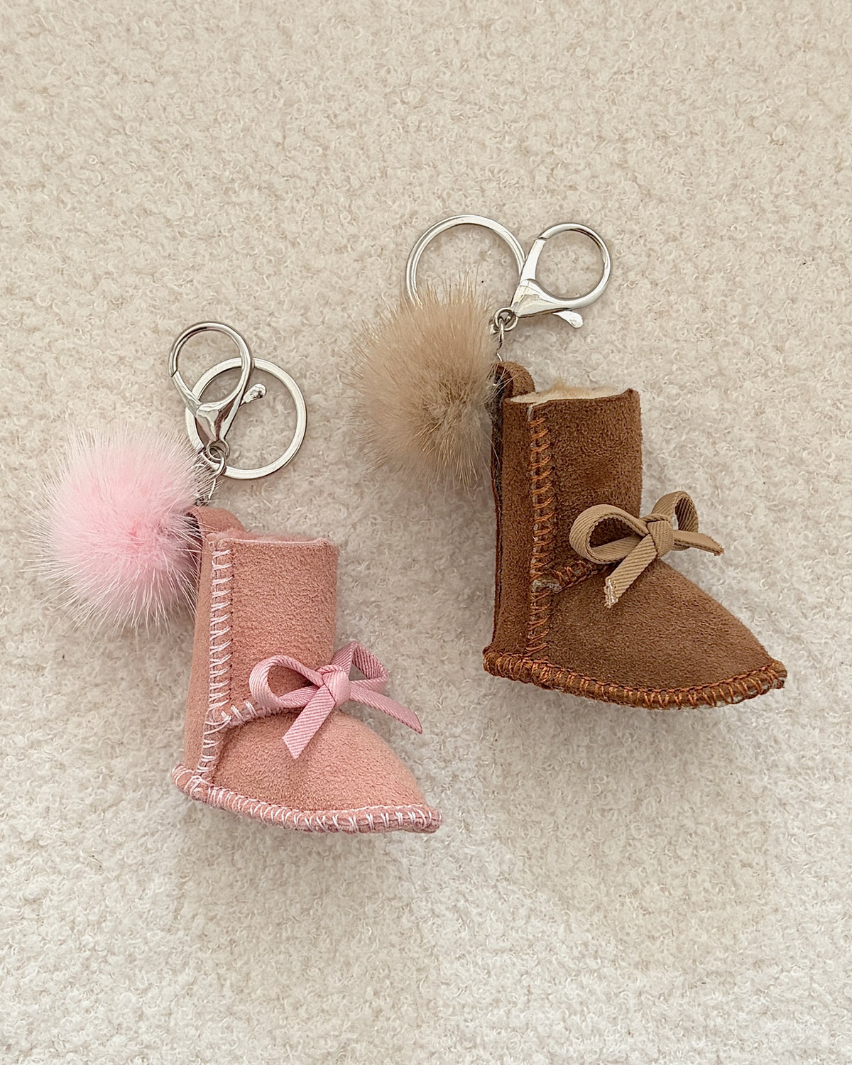 Fluffy Snow Boot Keychain