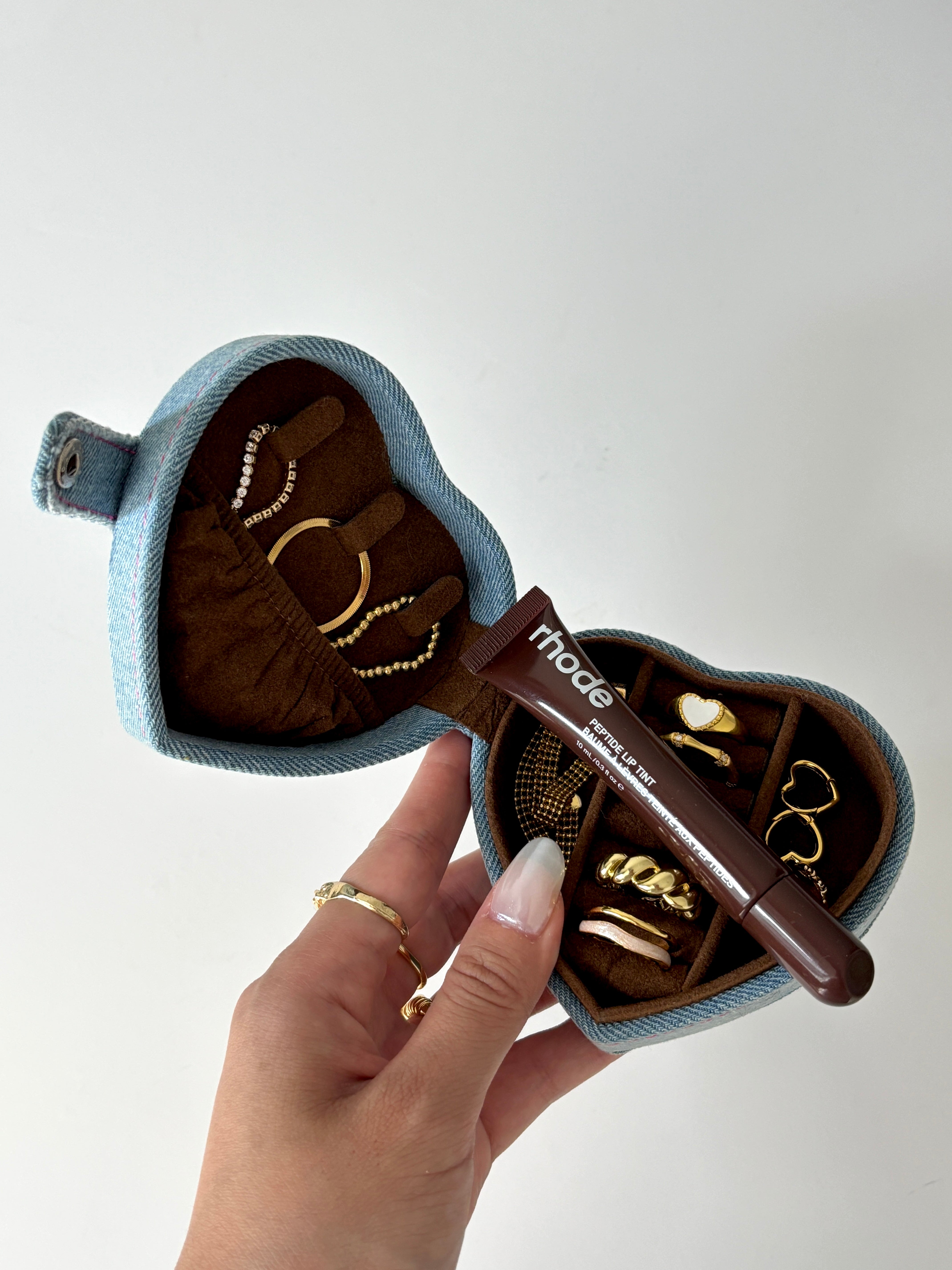 Denim Heart Jewelry Case