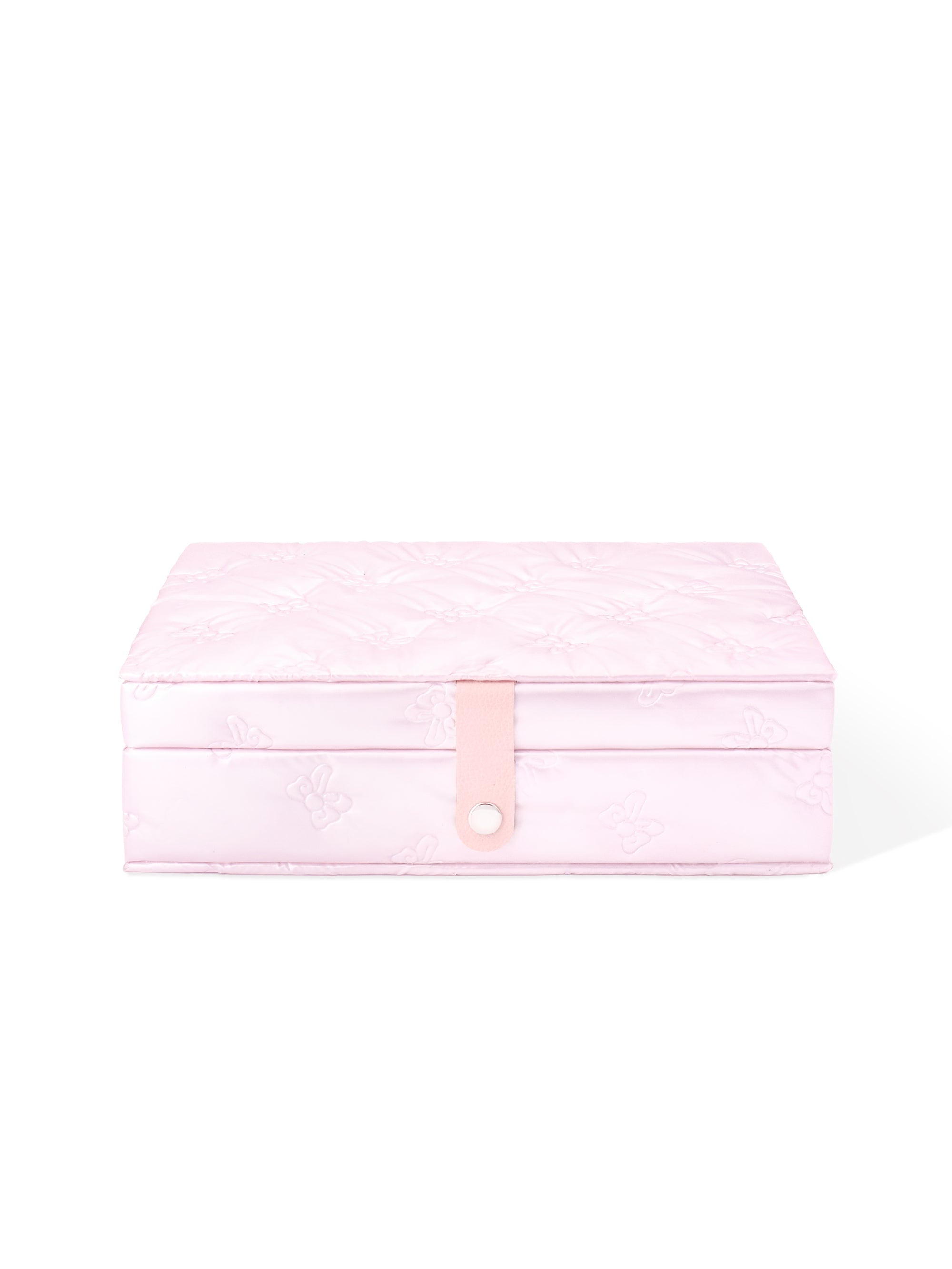 Pufflet Jewelry Box in pink with puffy texture and bow design 
