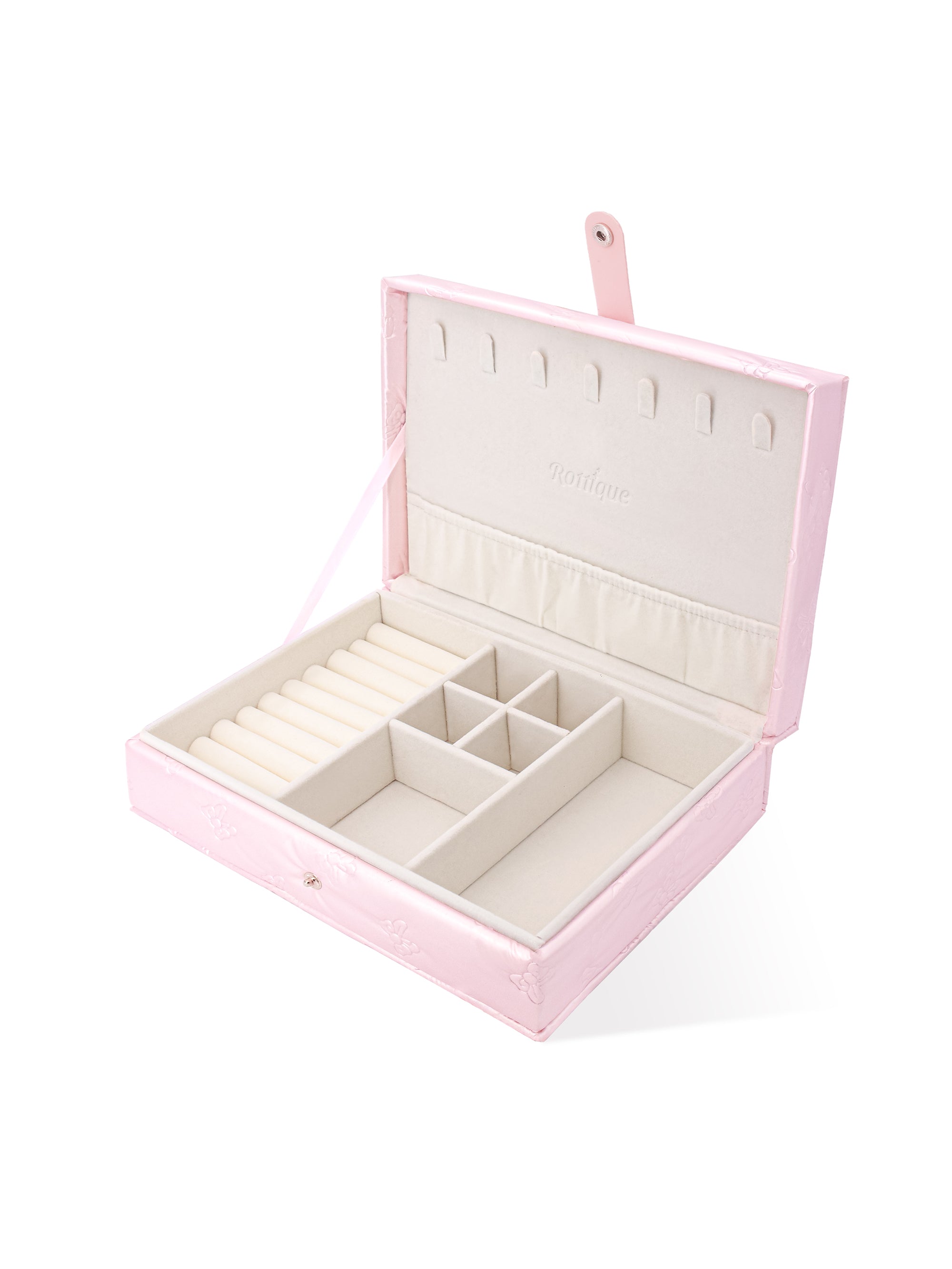 Pufflet Jewelry Box in pink with puffy texture and bow design 
