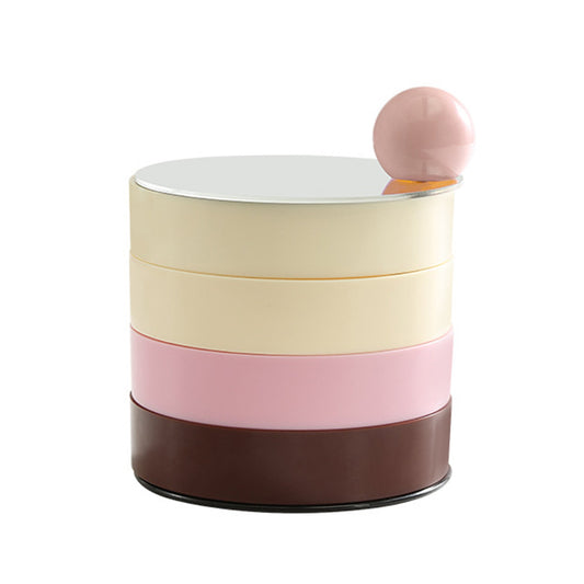 Spinny Pink jewelry Organizer in 360-degree spin design and tiered trays, perfect for home display and decoration