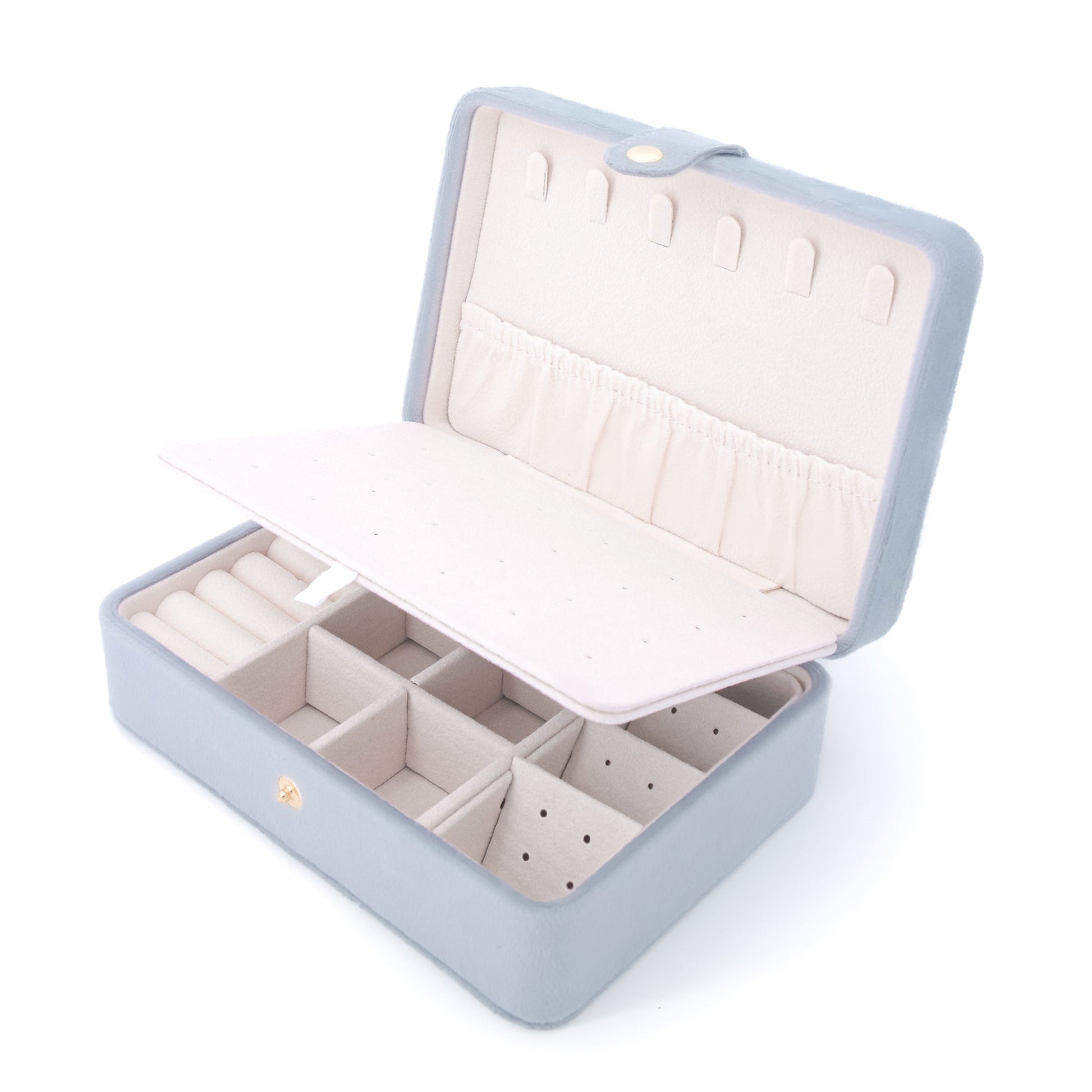 Velura Blue Jewelry Box with super big storage, perfect for travel or display, velvet texture