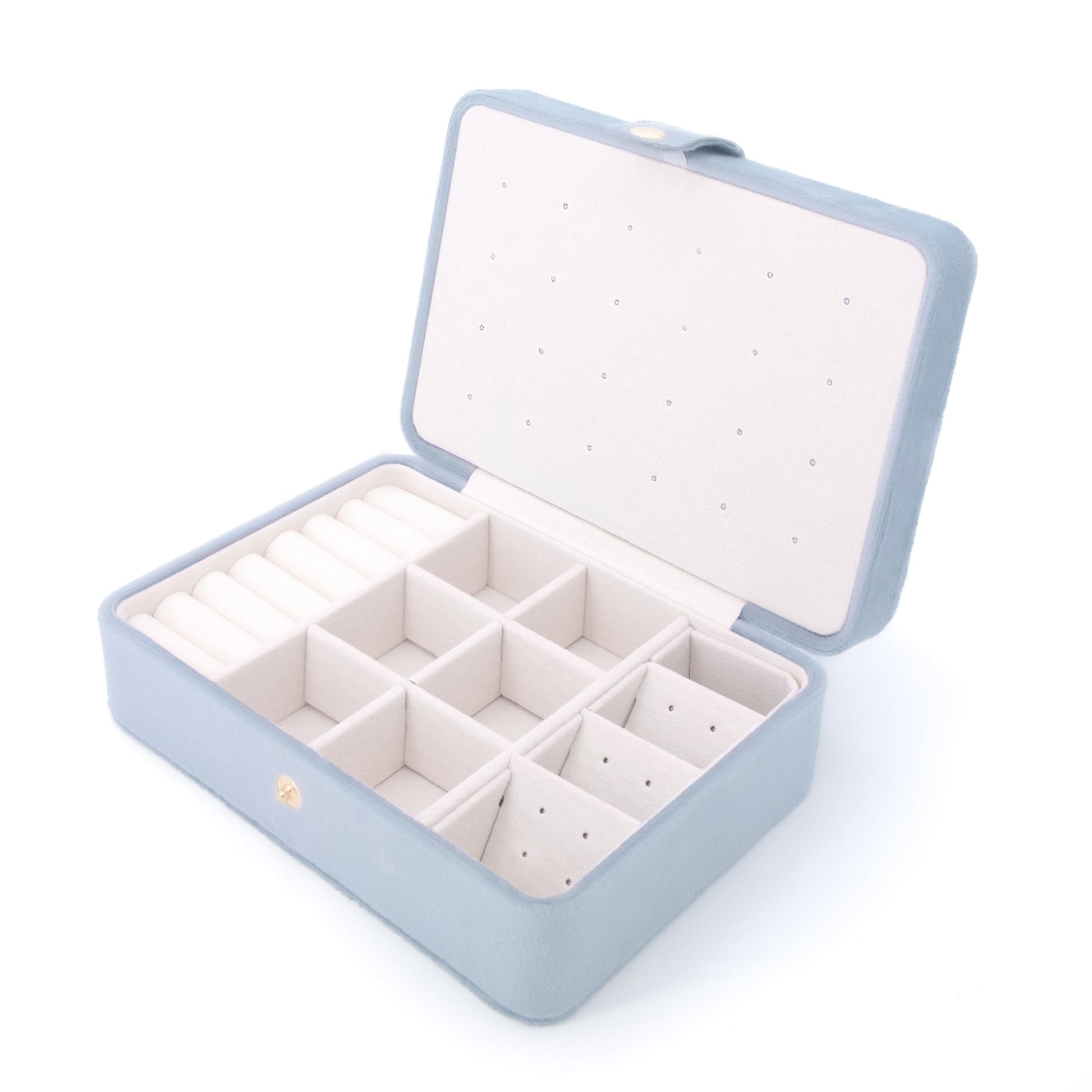 Velura Blue Jewelry Box with super big storage, perfect for travel or display, velvet texture