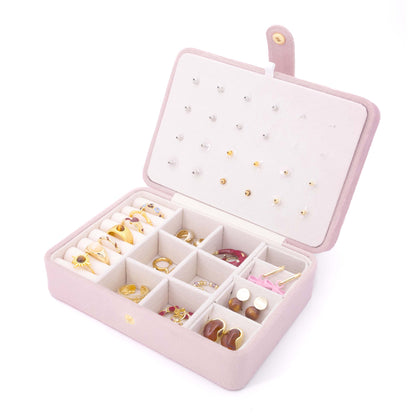Velura Pink Jewelry Box with super big storage, perfect for travel or display, velvet texture