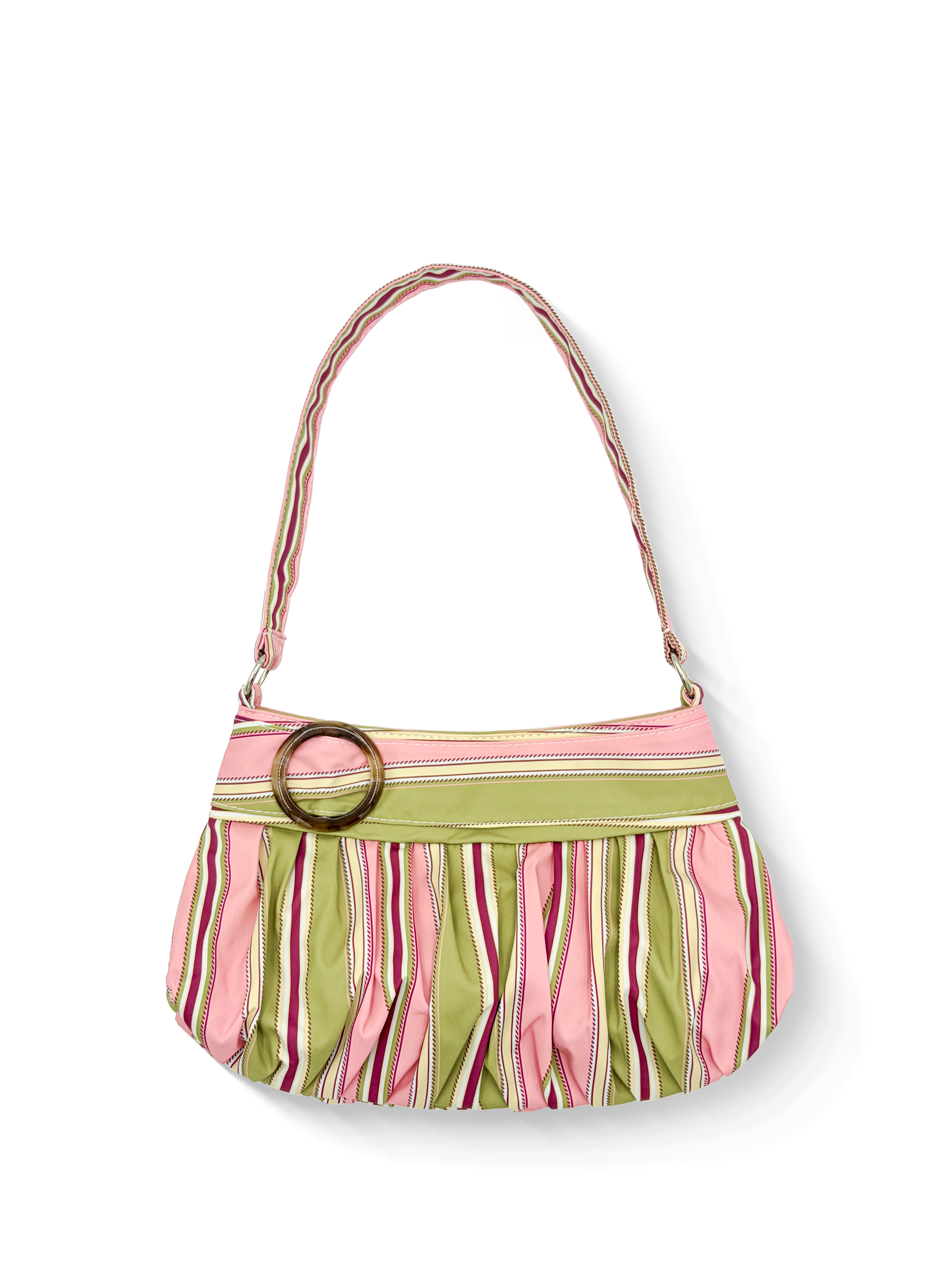 Spumoni Shoulder Bag – Retro Multi-Stripe Shoulder Bag in Mint Pink Yellow Wine | Rottique