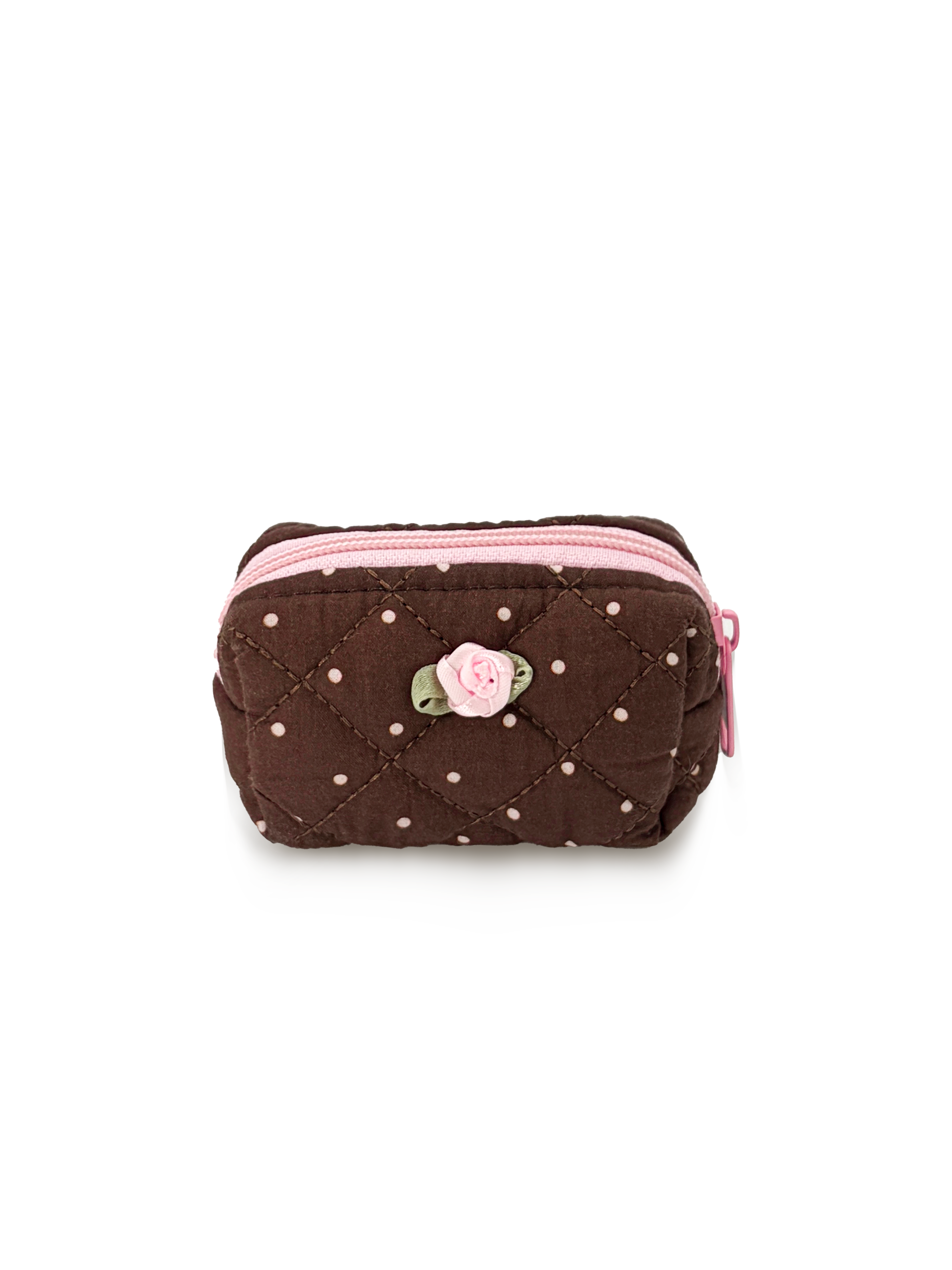 Bonbon Beauty Case Toffee Cake – Polka Dot Mini Makeup Pouch with Keychain | Rottique